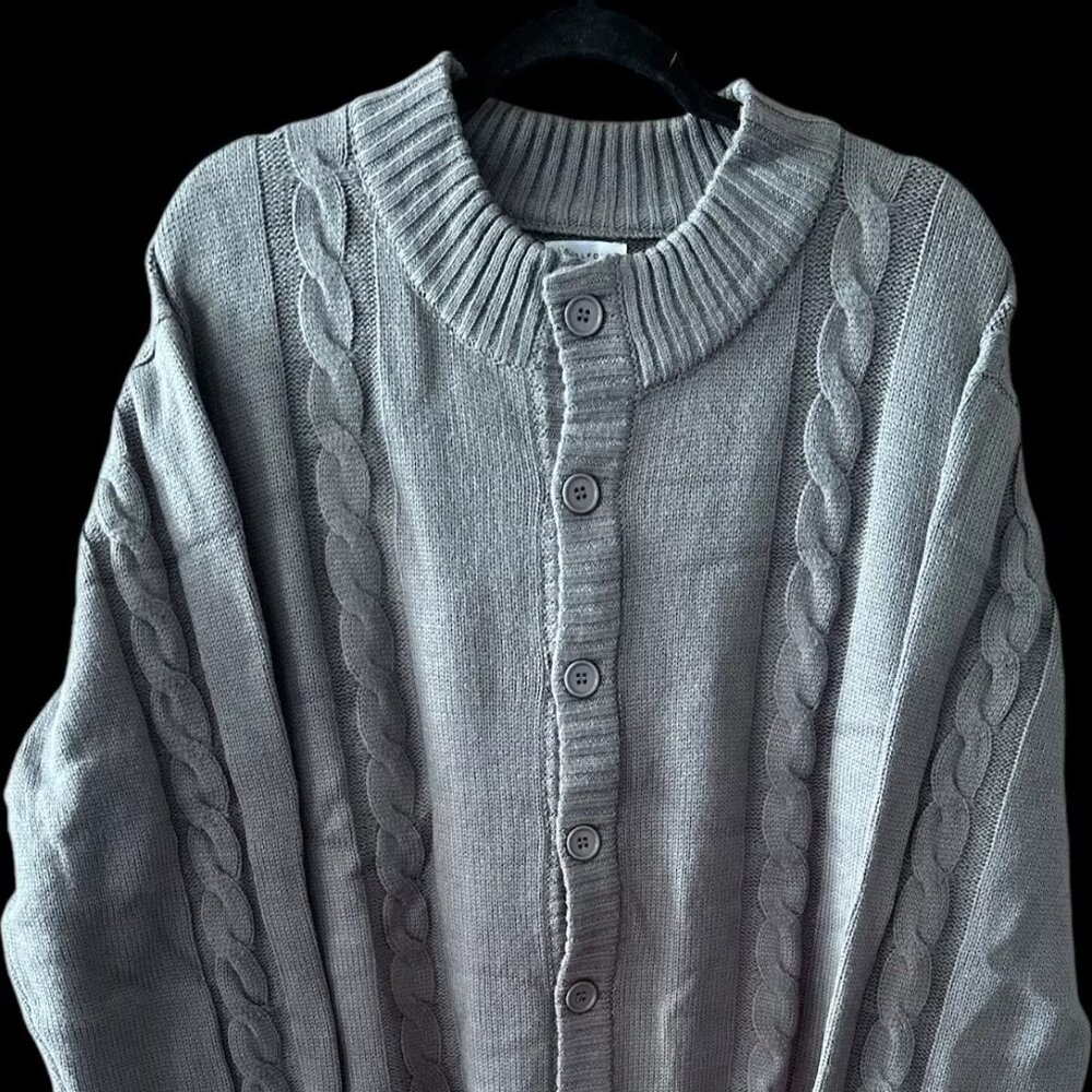 Qualfort Men's Cableknit XXL grey sweater